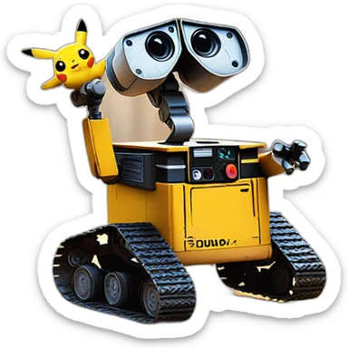 Wall-e runs over pikachu sticker