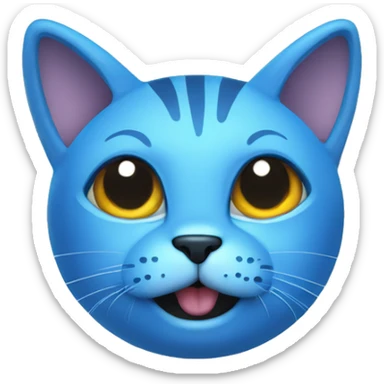 Blue cat whit black pupils smiling gumball sticker