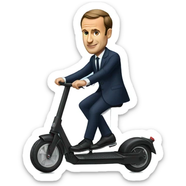 macron sur une trotinette sticker