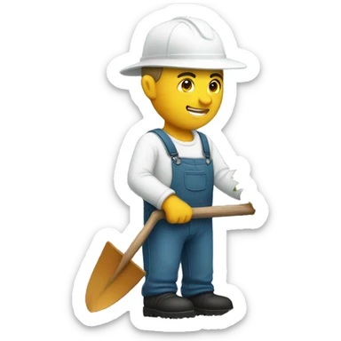 White Landscaper planting bushes sticker