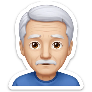 abuelo con pelo blanco, ojos cafés y ropa azul sticker