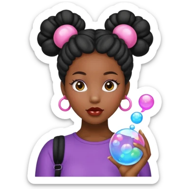 Black woman with bubble Space buns sticker