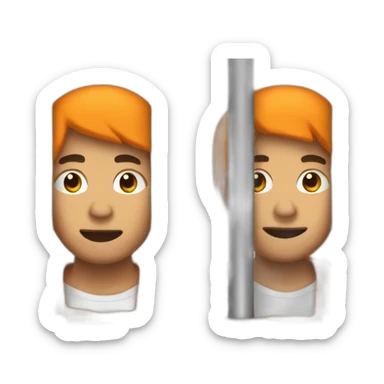 Asian man in orange prison outfit behind bars sticker