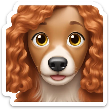 Redhead 👩🏼‍🦰 with cream longhair dachshund in front of her sticker