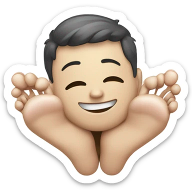 Resting smile on hands with feet in air behind  sticker