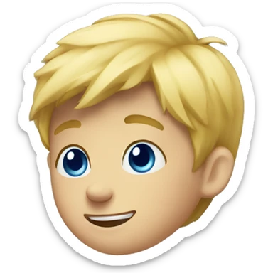 small blond boy blue eyes climb rock sticker