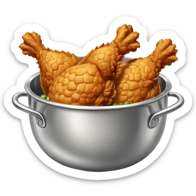 extra crispy golden fried chicken in a silver stainless steel bowl sticker