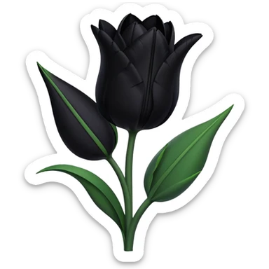 single goth tulip with black petals and dark green stem sticker