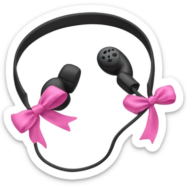 black earphones with pink bow sticker