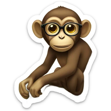 Monkey with glasses sitting in a tree sticker