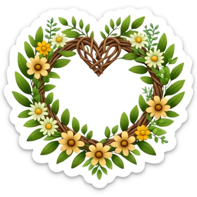 nature wreath heart, boho beautiful  sticker
