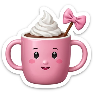 Cute pink hot coco mug with a bow on it sticker