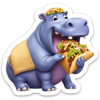 A hippo eating Taco Bell  sticker