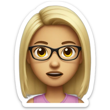 a cute girl with specs angry sticker