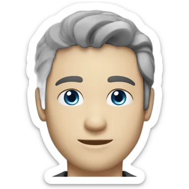 man, blue eyes, 30 years old, white skin, black hair, blazer with t-shirt, good looking sticker