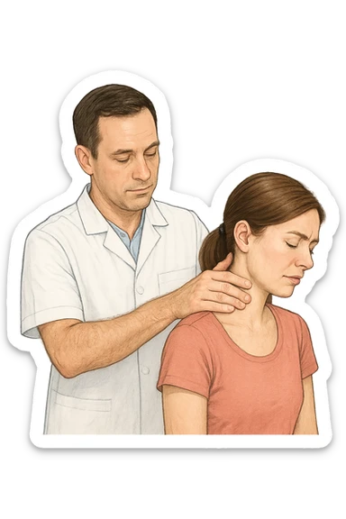 Donna dall'osteopata per il suo problema alla cervicale sticker