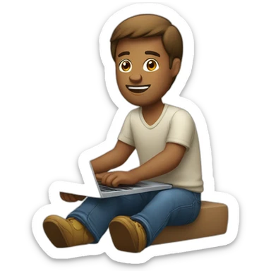 mans sitting on laptop sticker
