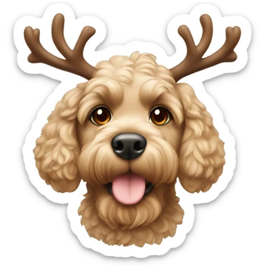 cockapoo with reindeer antlers sticker