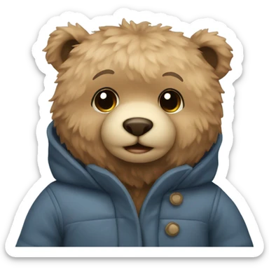 Cute teddy bear with winter coat cozy sticker