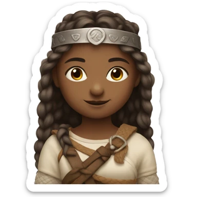 2 young viking girls both withe skin helping each other sticker