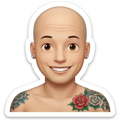 tatooed bald man  sticker
