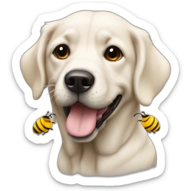 un chien qui marche ur une abeille sticker