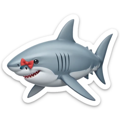 a shark with a bow sticker
