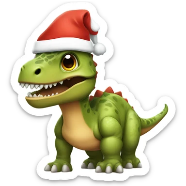 dinosaur in a santa hat sticker