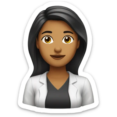 Mujer 27 años pelo negro miel morena trabajando en una oficina de marketing digital sticker