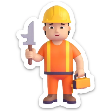 builder constructing himself, self-creation sticker