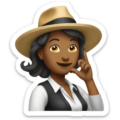 A woman tipping her hat sticker