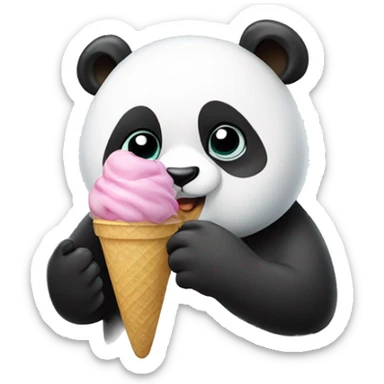Panda eating ice cream sticker