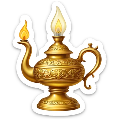 golden oil lamp, fantasy style sticker