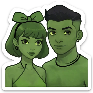 Couple with medium shade skin and black hair sticker