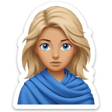 blue eyed desert woman in cloth sticker