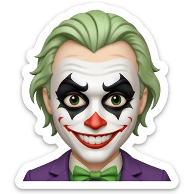 man with black and white joker makeup sticker