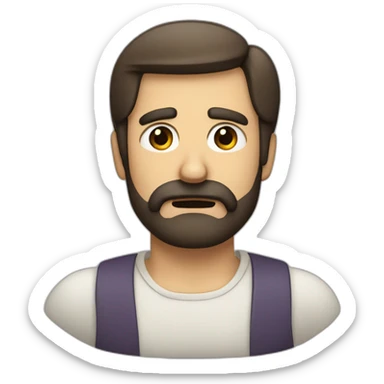 a man with small  dark moustache and beard disgusted frowning face sticker