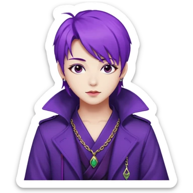 Rumi from K-pop demon hunters purple hair sticker