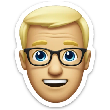 balding blond crazy silly nerd sticker