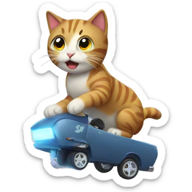 Rainbow cat riding lightning  sticker