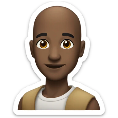 create ligh skin , bald, black man, smling sticker