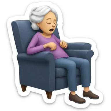 Old woman snoring on recliner sticker