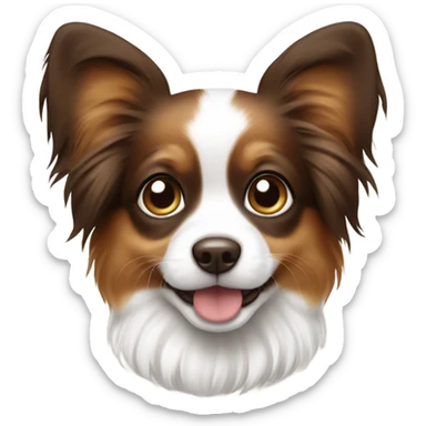 Cute papillon puppy brown and white  sticker
