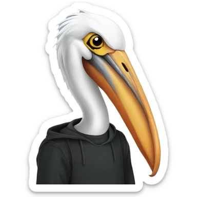 Pelican wearing a black hoody sticker