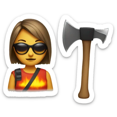 girl with sunglasses and with fire axe  sticker