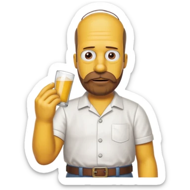 homer simpson white shirt beard an mustache must be one single brown piece not separated sticker