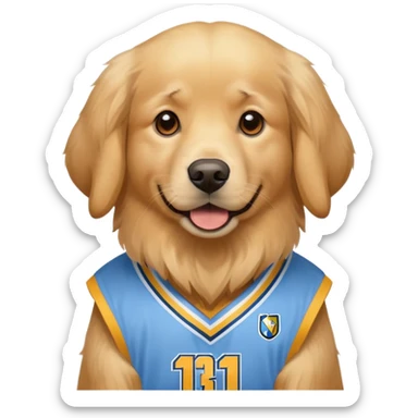 Golden Retriever with Denver Nuggets jersey sticker
