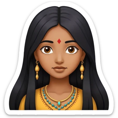indian girl with long black hair  sticker