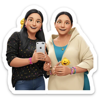 smiling girls with accessories sticker