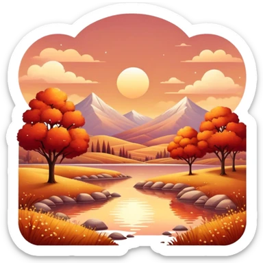 Romantic reddish-golden warm-colored sparkling Valentines vintage aesthetic scenic scenery landscape sticker